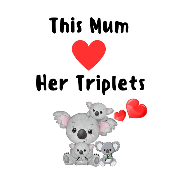 Triplet mum cute koala family Australia lover Mother’s Day by Artstastic