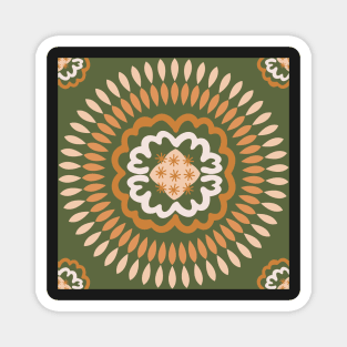 Olive Green and Golden Mustard Mandala Magnet