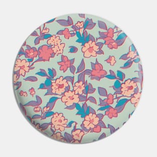 Floral Pattern 90's lofi: Nostalgic Bloom Reverie Pin