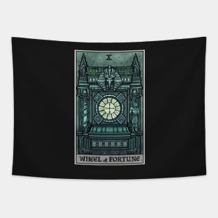 Wheel of Fortune Tarot Card Halloween Goth Witch Gothic Clock Tower Tapestry