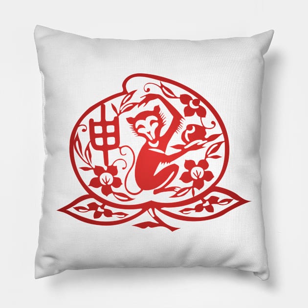 Chinese Zodiac ver.2 Moneky in Red Pillow by Takeda_Art