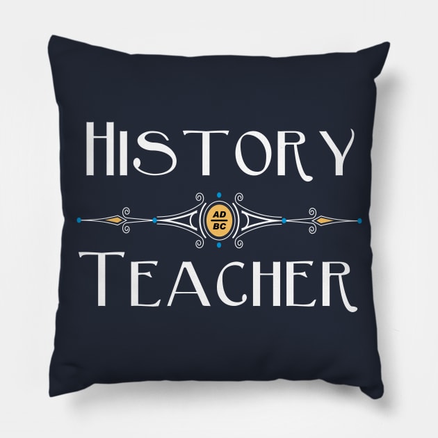 History Teacher White Decorative Line Pillow by Barthol Graphics