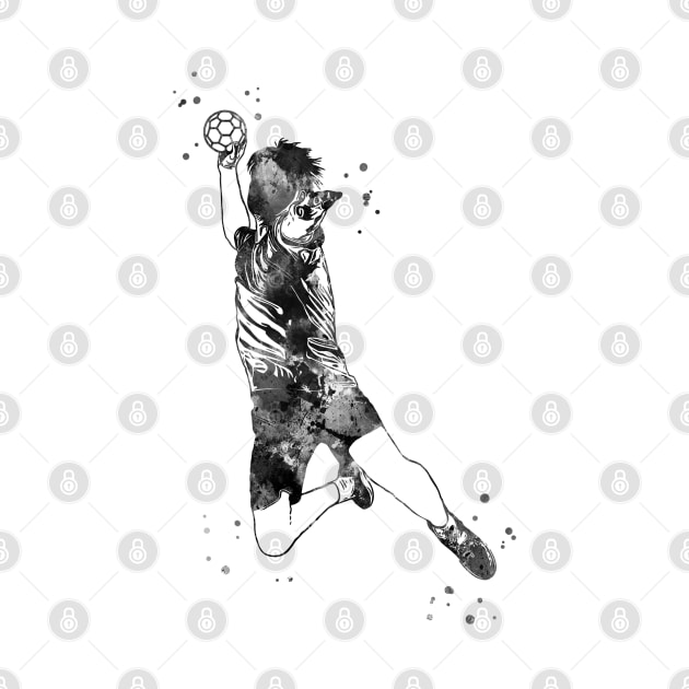 Handball Player Boy Hits The Ball by RosaliArt