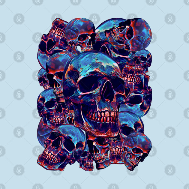 Discover Blue Multi Skulls - Skulls - T-Shirt