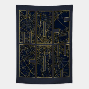 Moscow, Russia City Map Typography - Gold Art Deco Tapestry