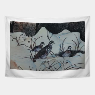 Quail Reunion Tapestry