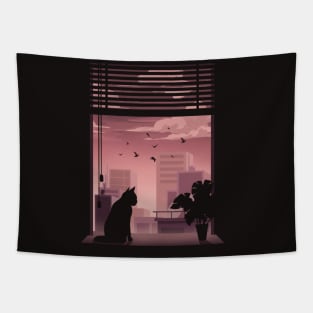 Cityscape Cat Tapestry