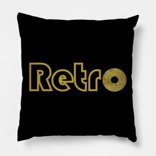 Gold Retro Vinyl Record Text Pillow