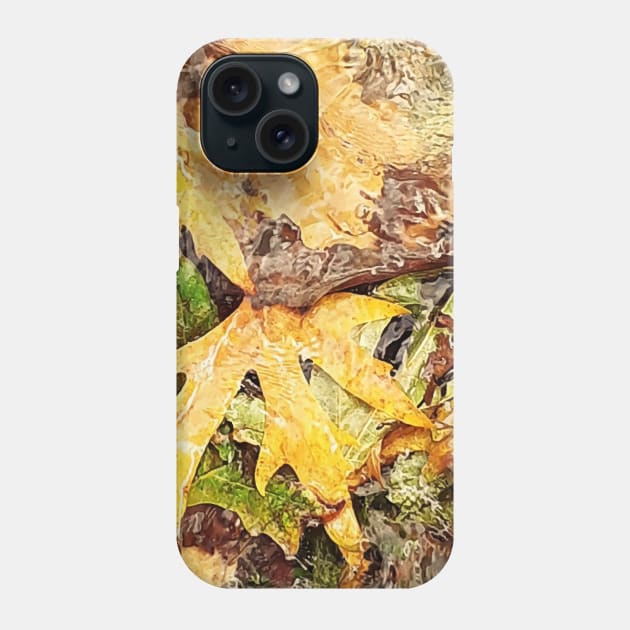 Fallen leaves floating in the river, 2, (Set of 3), fall, autumn, xmas, holiday, nature, forest, trees, winter, color, flowers, orange, art, botanical, leaves, leaf, floral, wet, rain, water, holidays, digital, spring, aqua, graphic-design, christmas Phone Case by PrintedDreams