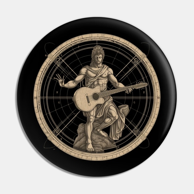 Da Vinci Vitruvian Man Guitar Rock Pin by zackdesigns