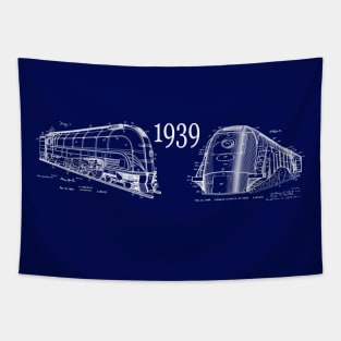 Vintage Locomotive Passenger Trains US Patents 1939 Tapestry