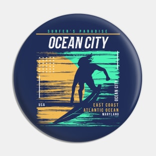 Retro Surfing Ocean City, Maryland // Vintage Surfer Beach // Surfer's Paradise Pin