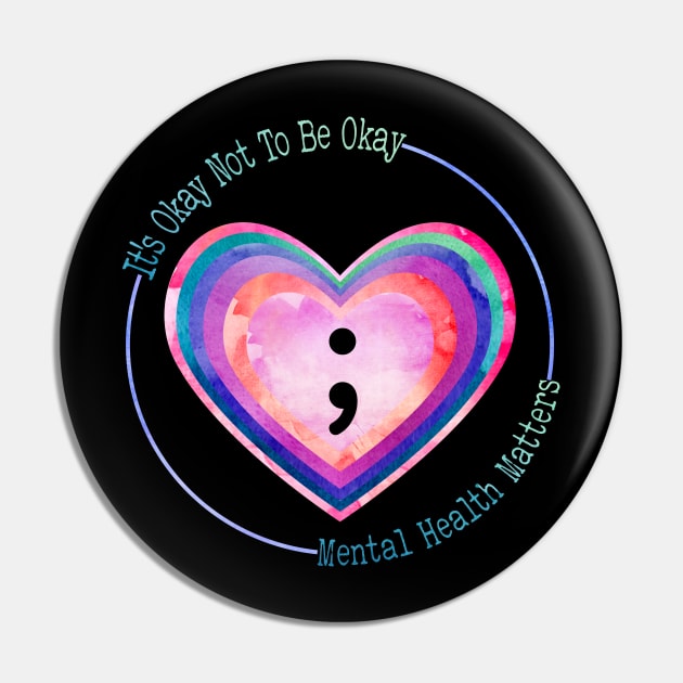 Semicolon Heart Suicide Prevention Mental Health Awareness Pin by marisamegan8av