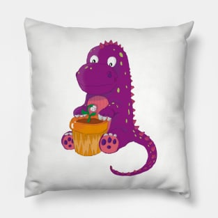 Dinosaurs and potted plants - friends for life Pillow