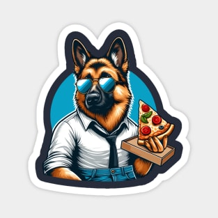 German Shepherd Dog Eating Pizza Magnet