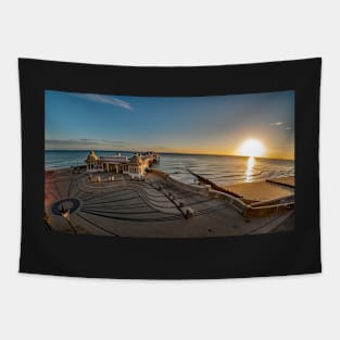 Fisheye view of Cromer pier at sunrise Tapestry