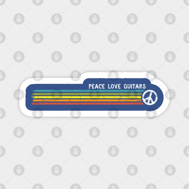 PEACE LOVE GUITARS Retro Rainbow Stripes Magnet by Jitterfly