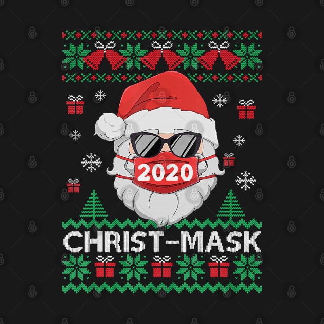 Santa Face Mask Ugly Christmas Sweater 2020 Family Group Pajamas by taluswink