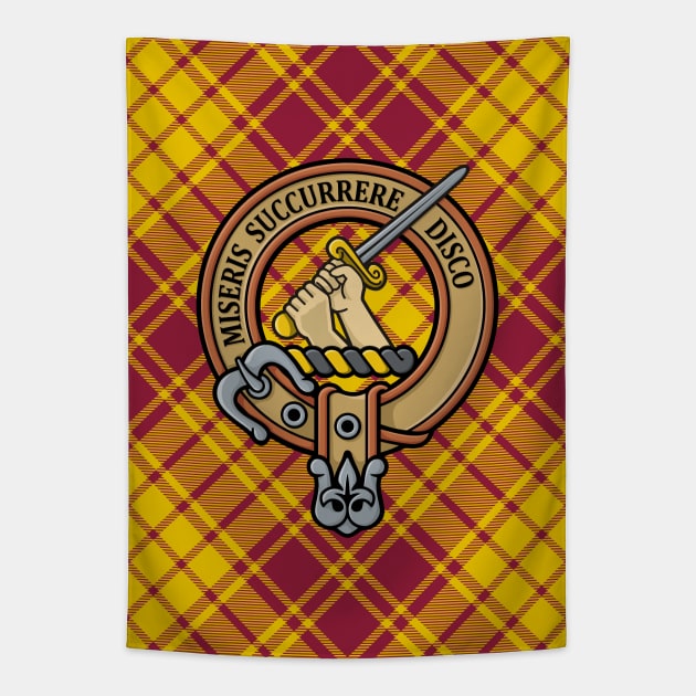 Clan MacMillan Crest over Dress Tartan Tapestry by sifis