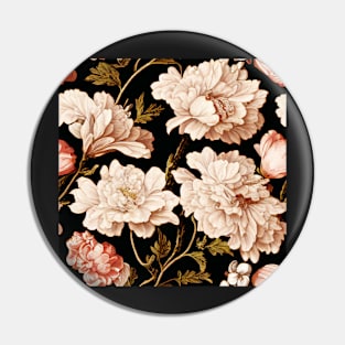 Vintage Peach and Pink Romantic Floral on Dark Background Pin