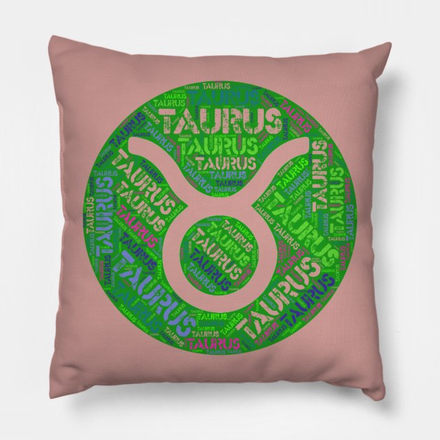 Taurus Zodiac Sign Pillow by radiogalaxy