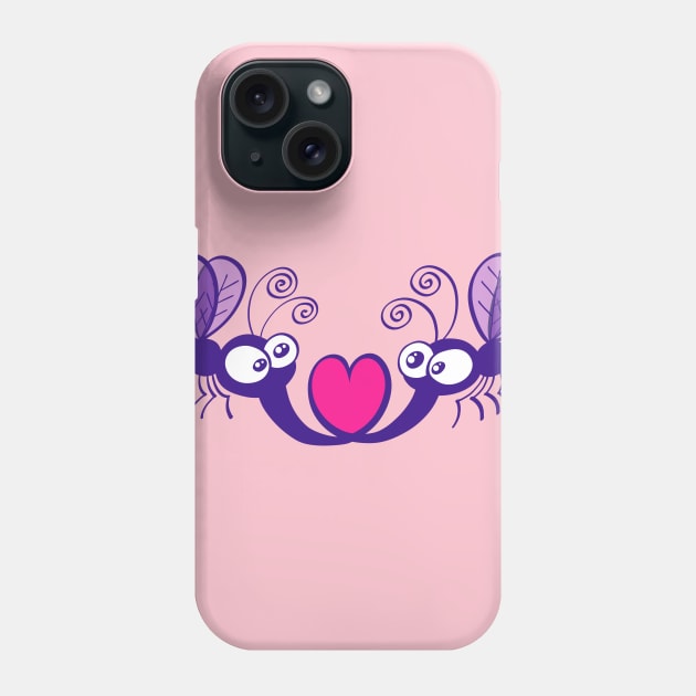 Adorable couple of mosquitoes falling in love Phone Case by zooco