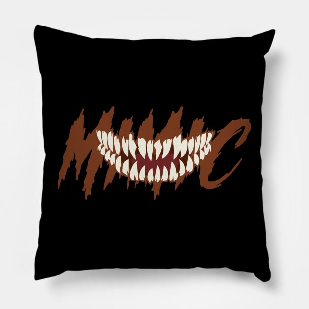 Mimic Red Text Pillow by Wolfkin Design