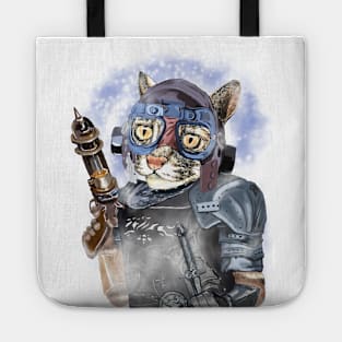 Naughty Pilot Cat with Laser Gun and Heavy Armor Tote