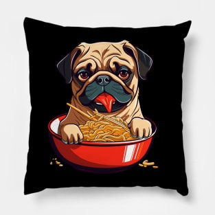 Pug Eating Ramen Pillow