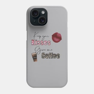 Keep Your Kisses, Give me Coffee Valentines Day Lips Coffee cup cheetah print design Phone Case