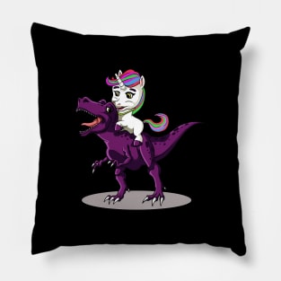 Unicorn riding Dinosaur T-Shirt I T-Rex gift Pillow