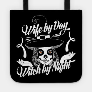 Wife by day witch by night-Halloween t-shirts women Tote