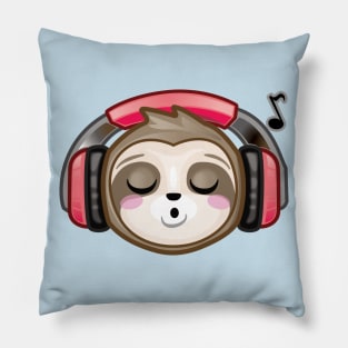 Sloth whistling listening to music Pillow