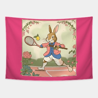 Funny Tennis Player of Rabbit Bunny and Tennis Ball Lover Tapestry