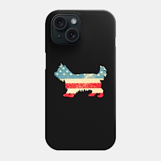 American Flag Yorkie Phone Case