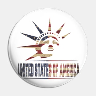 vintage statue of liberty Unated States Of America Vintage American Flag, 4th Of July Pin