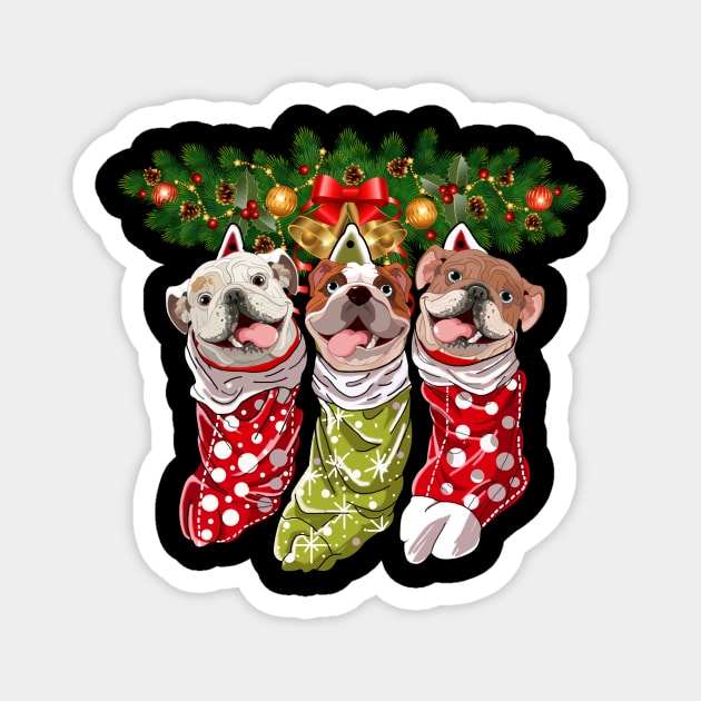 Bulldogs Socks Christmas Gifts Dogs Lovers Magnet by Terryeare