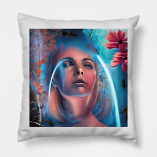 Ethereal portrait with lights Pillow