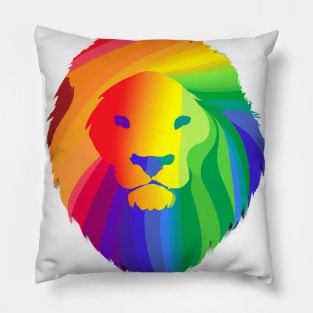 Cute Colorful Rainbow Lion Shape Head Drawing Pillow