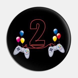 2nd Birthday Boy Second-Year Old Video Game Player Kids Pin