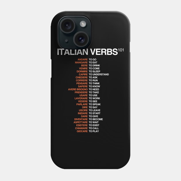 Italian Verbs 101 - Italian Language Cheatsheet Phone Case by Hidden Verb