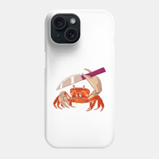 Crab. Dangerous crab with a knife. Phone Case