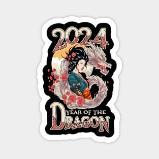 Chinese New Year of the Dragon 2024 Geisha Dragon Magnet