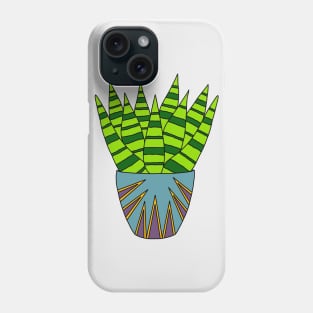 Cute Cactus Design #171: Succulent Bunch In A Triangle-Patterned Pot Phone Case