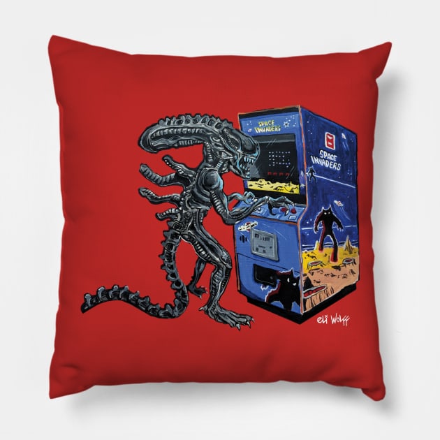 Alien Invaders Pillow by eliwolff