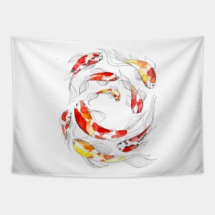 Watercolor Koi Fish Tapestry