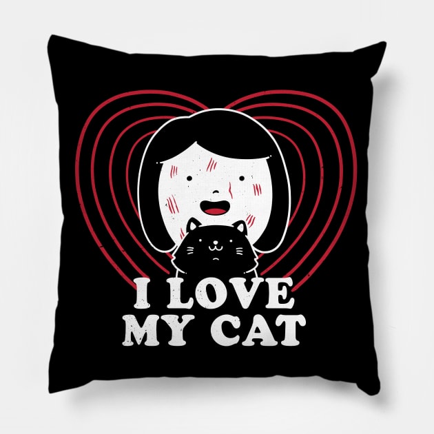 I Love My Cat - Funny Ironic Quote Pillow by eduely