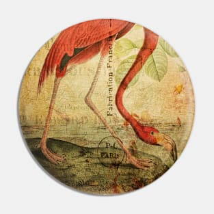 The Flamingo - Vintage French Postcard Pin