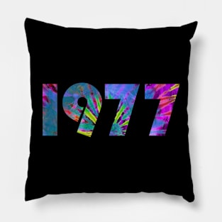 1977 Birthday Tie Dye Vintage Text Pillow