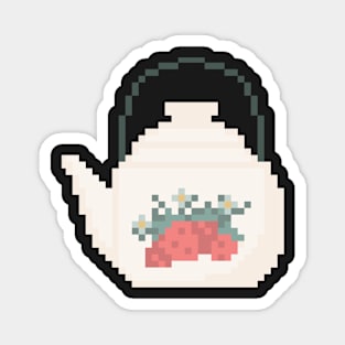 Pixel art tea pot cottage gamer core strawberries Magnet